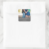 Romantisch paar foto bruiloft gunst vierkante sticker (Tas)