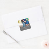 Romantisch paar foto bruiloft gunst vierkante sticker (Envelop)