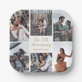 Romantisch paar foto collage Jubileum partij Papieren Bordje (Voorkant)