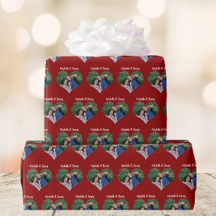 Romantisch paar Foto Rode Hart Valentijnsdag Cadeaupapier