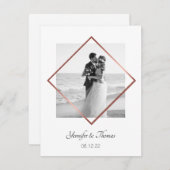 romantisch paar foto roos goud lijst minimalistisc feestdagenkaart (Voorkant / Achterkant)