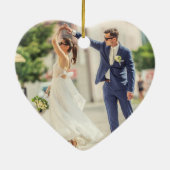 Romantisch paar Fotocollage Hart Kerstmis Keramisch Ornament (Achterkant)