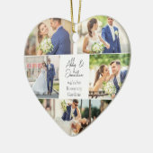 Romantisch paar Fotocollage Hart Kerstmis Keramisch Ornament (Links)