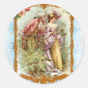 Romantisch Paar Frans Regency Stijl Ronde Sticker