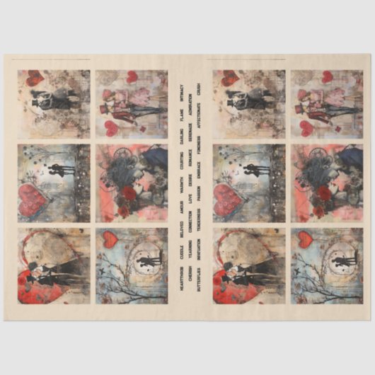 Romantisch paar gemengde media achtergrond 1 tissuepapier (Voorkant)