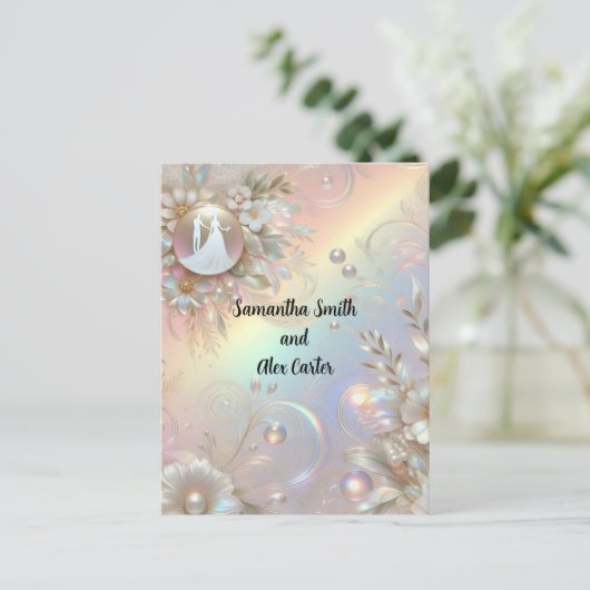 Romantisch paar huwelijksuitnodiging Briefkaart (Staand voorkant)