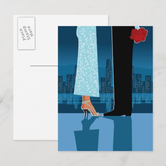 Romantisch paar in de stad briefkaart (Voorkant / Achterkant)