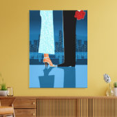 Romantisch paar in de stad canvas afdruk (Insitu (Woonkamer))