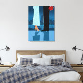 Romantisch paar in de stad canvas afdruk (Insitu (Slaapkamer))