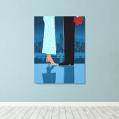 Romantisch paar in de stad canvas afdruk (Insitu (Houten vloer))