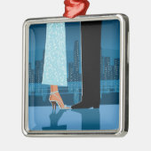 Romantisch paar in de stad metalen ornament (Links)