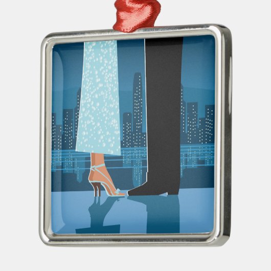 Romantisch paar in de stad metalen ornament (Links)