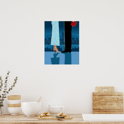 Romantisch paar in de stad poster (Keuken)