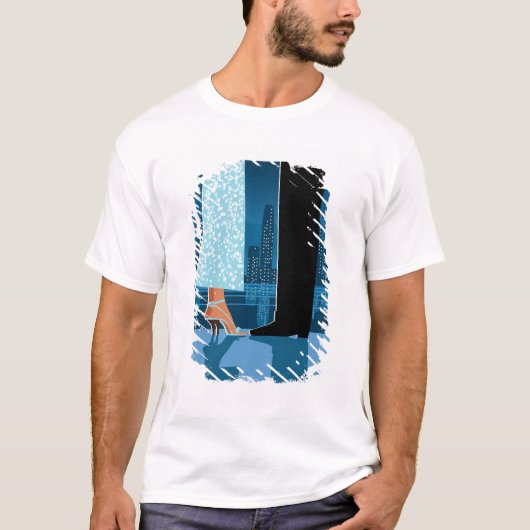 Romantisch paar in de stad t-shirt (Voorkant)