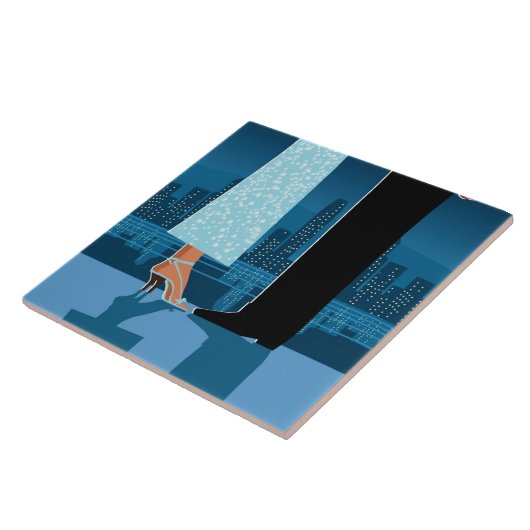 Romantisch paar in de stad tegeltje (Zijkant)