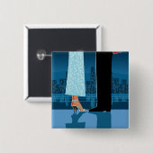 Romantisch paar in de stad vierkante button 5,1 cm (Voorkant /achterkant)