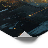 Romantisch paar in het bos met gloeiende vuurvlieg poster (Hoek)