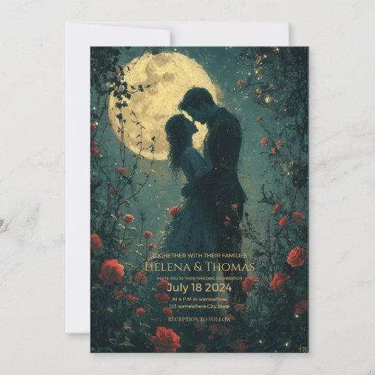 Romantisch paar in het maanlicht. kaart (Voorkant)