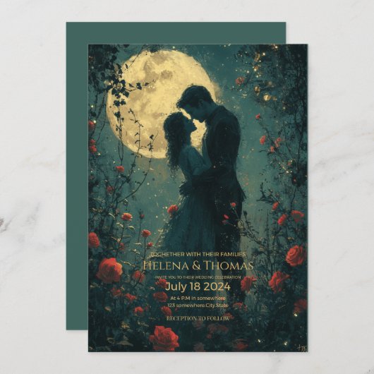 Romantisch paar in het maanlicht. kaart (Voorkant / Achterkant)