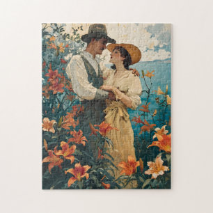 Romantisch paar in  Lily Field Legpuzzel