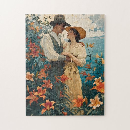 Romantisch paar in  Lily Field Legpuzzel (Verticaal)