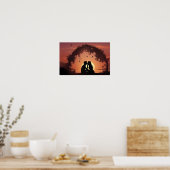 Romantisch paar in zonsondergang poster (Keuken)