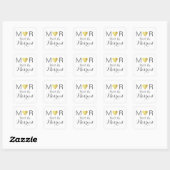 Romantisch paar initialen bruiloft elegant vierkante sticker (Vel)