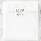 Romantisch paar initialen bruiloft elegant vierkante sticker (Tas)