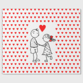 Romantisch paar inpakpapier met harten (Vlak)