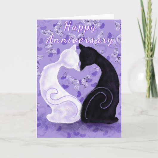Romantisch Paar Kat Jubileum Kaart (Voorkant)