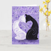 Romantisch Paar Kat Jubileum Kaart (Gele Bloem)