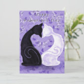 Romantisch Paar Kat Valentijnsdag Kaart (Staand voorkant)