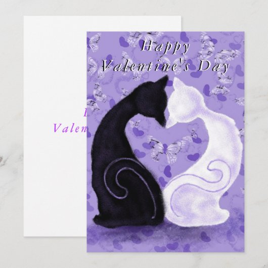 Romantisch Paar Kat Valentijnsdag Kaart (Voorkant / Achterkant)
