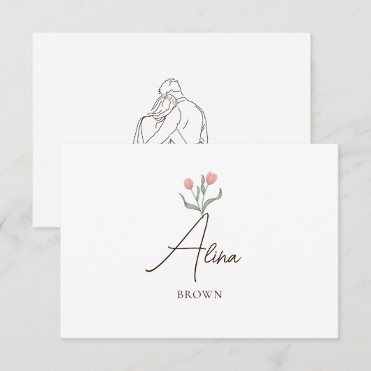 Romantisch paar knuffel bloemen minimalistische pl (Voorkant / Achterkant)