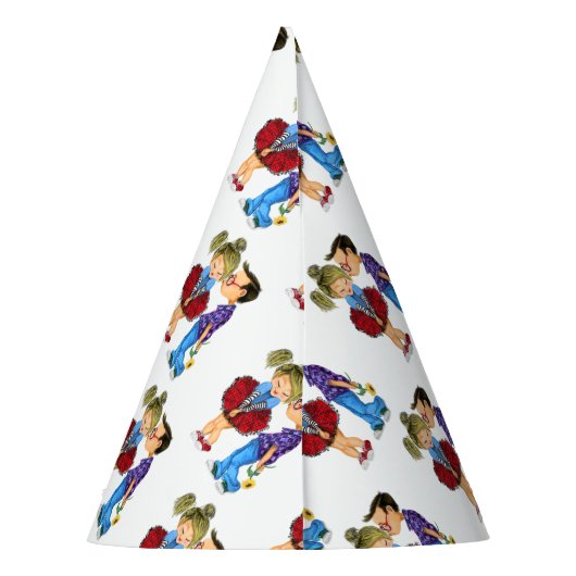 Romantisch paar liefde partij Pet Feesthoedjes (Achterkant)