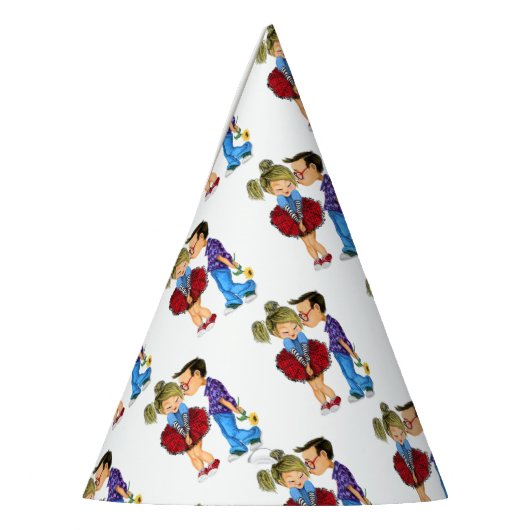 Romantisch paar liefde partij Pet Feesthoedjes (Links)