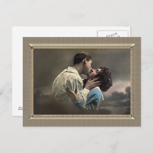 Romantisch paar - liefdevolle kus briefkaart (Voorkant / Achterkant)