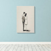 Romantisch paar minimalistische lijnkunst canvas afdruk (Insitu (Houten vloer))