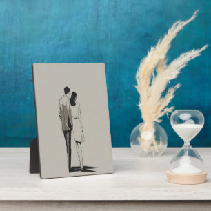 Romantisch paar minimalistische lijnkunst fotoplaat
