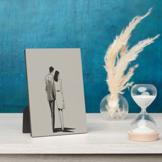 Romantisch paar minimalistische lijnkunst fotoplaat (Zijkant)