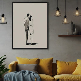 Romantisch paar minimalistische lijnkunst perfect poster