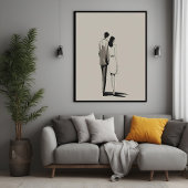 Romantisch paar minimalistische lijnkunst perfect poster