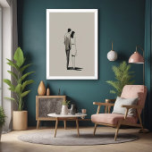 Romantisch paar minimalistische lijnkunst poster