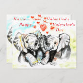 Romantisch paar olifant Valentijnsdag Kaart (Voorkant / Achterkant)