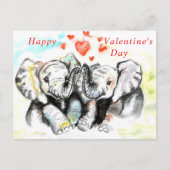 Romantisch paar olifant Valentijnsdag Kaart (Voorkant)