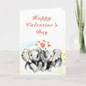 Romantisch paar olifant Valentijnsdag Kaart (Voorkant)