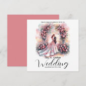 Romantisch paar onder bloemenboog bruiloft bedankkaart (Voorkant / Achterkant)