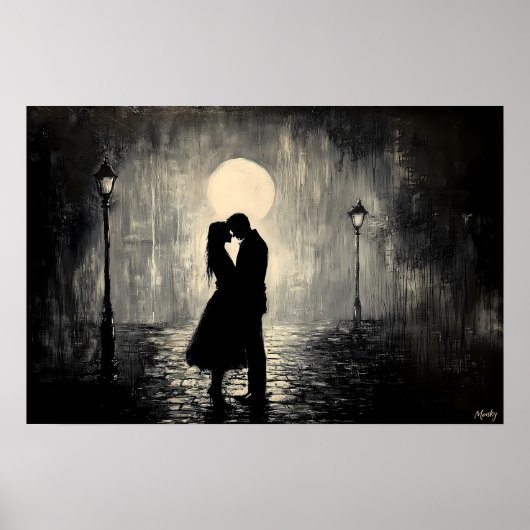 Romantisch Paar Onder het Maanlicht Poster (Voorkant)