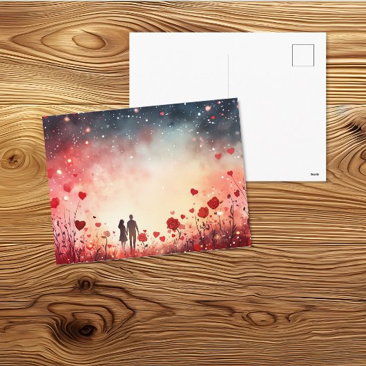 Romantisch Paar Onder Sterrenhemel Kunst Briefkaart
