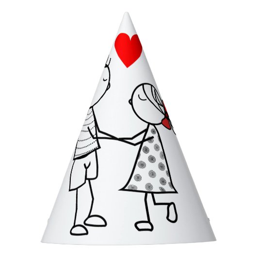 Romantisch Paar Papier Party Pet Feesthoedjes (Voorkant)